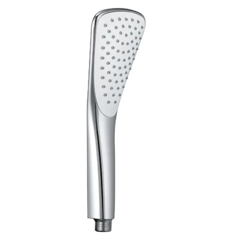 Handbrause in chrom von Kludi mit einem einstrahligen Design und einer Oberfläche mit Wasserstrahldüsen. Einfaches, funktionales Design für den Einsatz in Duschsystemen.